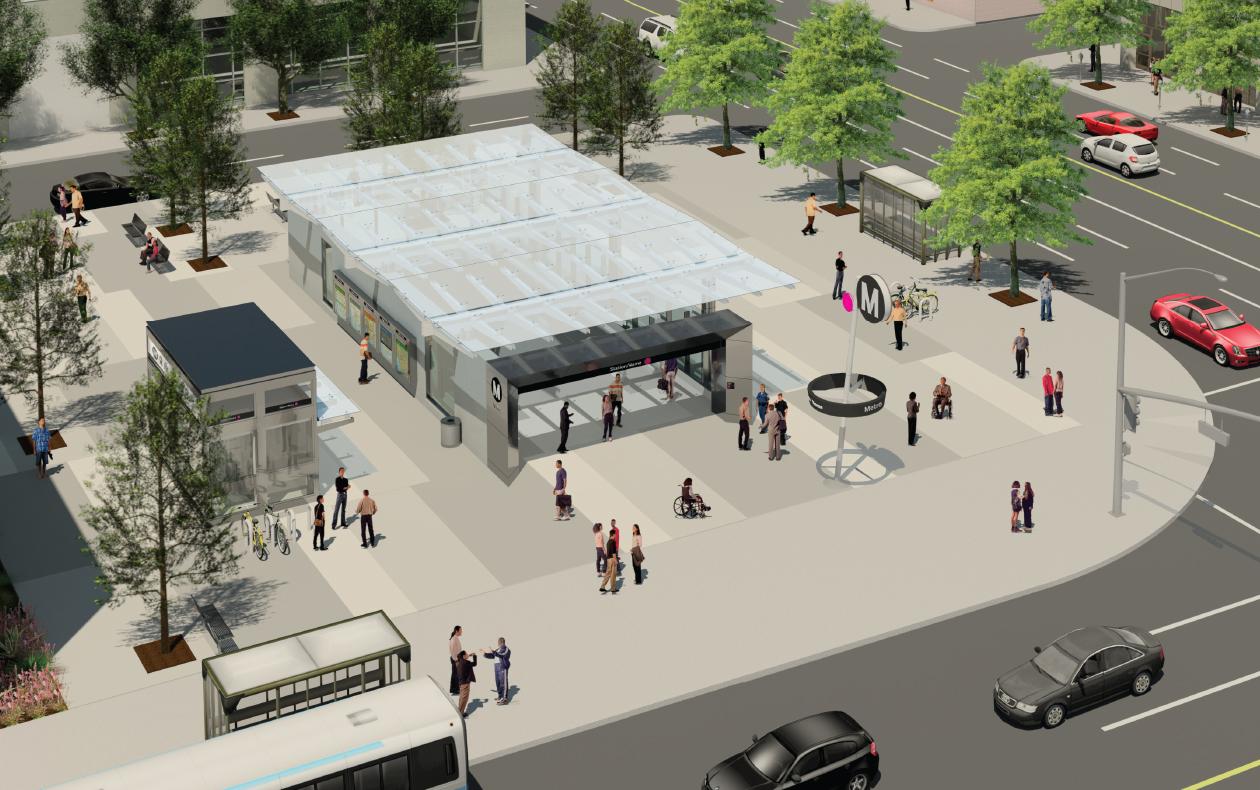 Graphic design render of a Metro station.