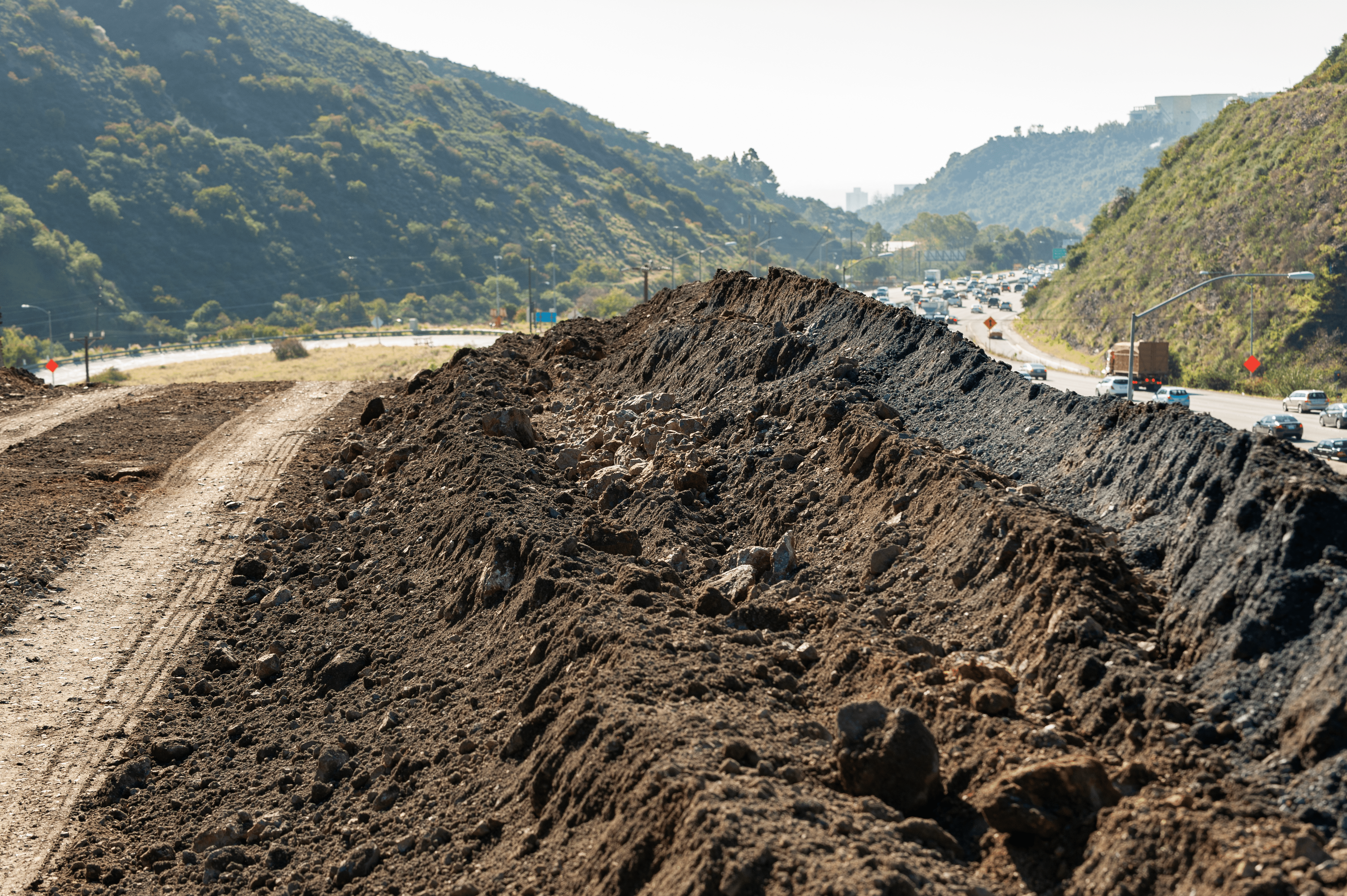 Photo of a pile of excavated soil at the Sepulveda Transit Corridor Project construction site.